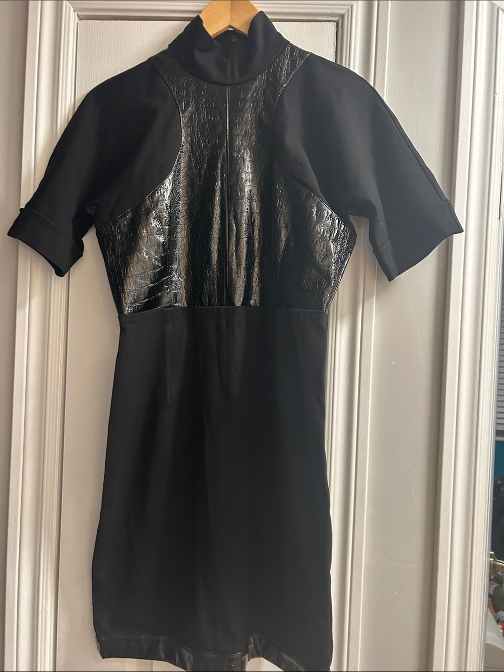 Karl Lagerfeld Black Mini Dress with Textured Panel